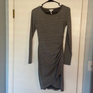 Leith , xsmall, grey long sleeved rouched dress, worn once